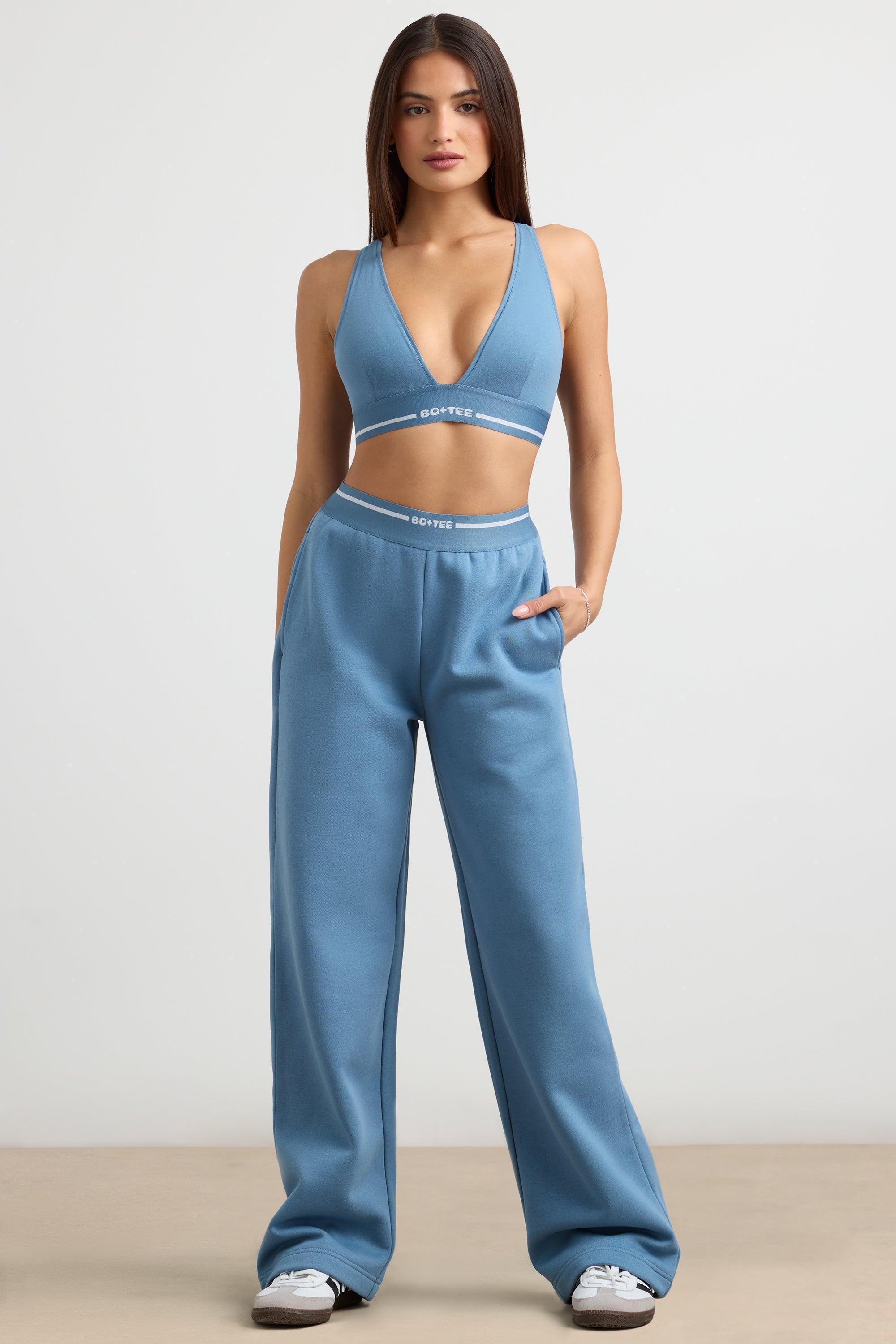 Petite High-Waist Straight-Leg Joggers in Steel Blue Product Image