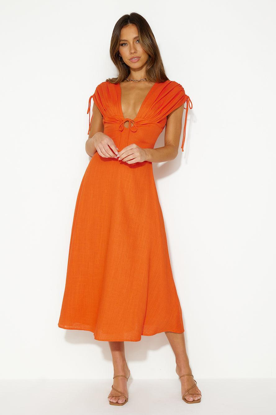 Dreamy Brunch Midi Dress Tangerine Product Image