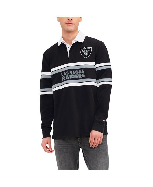 Mens Tommy Hilfiger Black Las Vegas Raiders Cory Varsity Rugby Long Sleeve T-Shirt Product Image