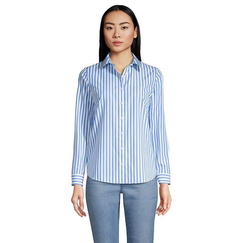 Petite Lands End No Iron Supima Cotton Long Sleeve Shirt, Womens Product Image