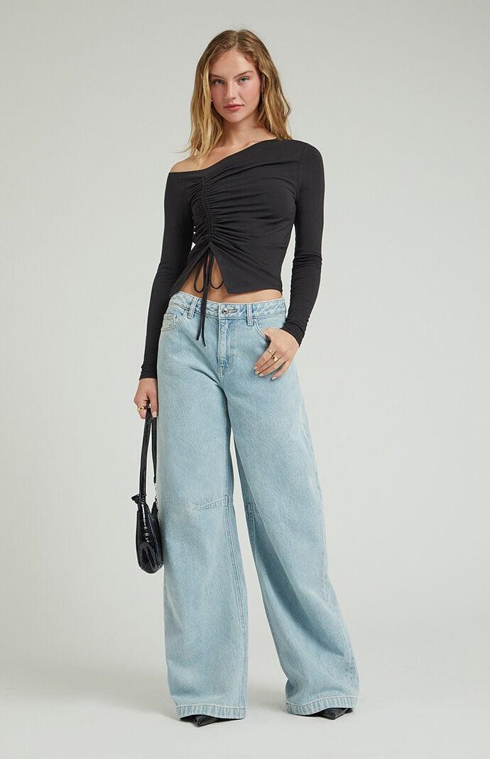 Womens Light Indigo Baggy Barrel Jeans Product Image