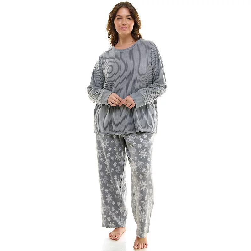 Plus Size Croft & Barrow 2-pc. Long Sleeve Pajama Top & Pajama Pants Sleep Set, Womens Red Toille Product Image