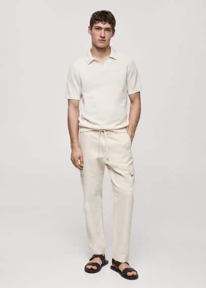 MANGO MAN - Cotton-linen cargo pants vanillaMen Product Image