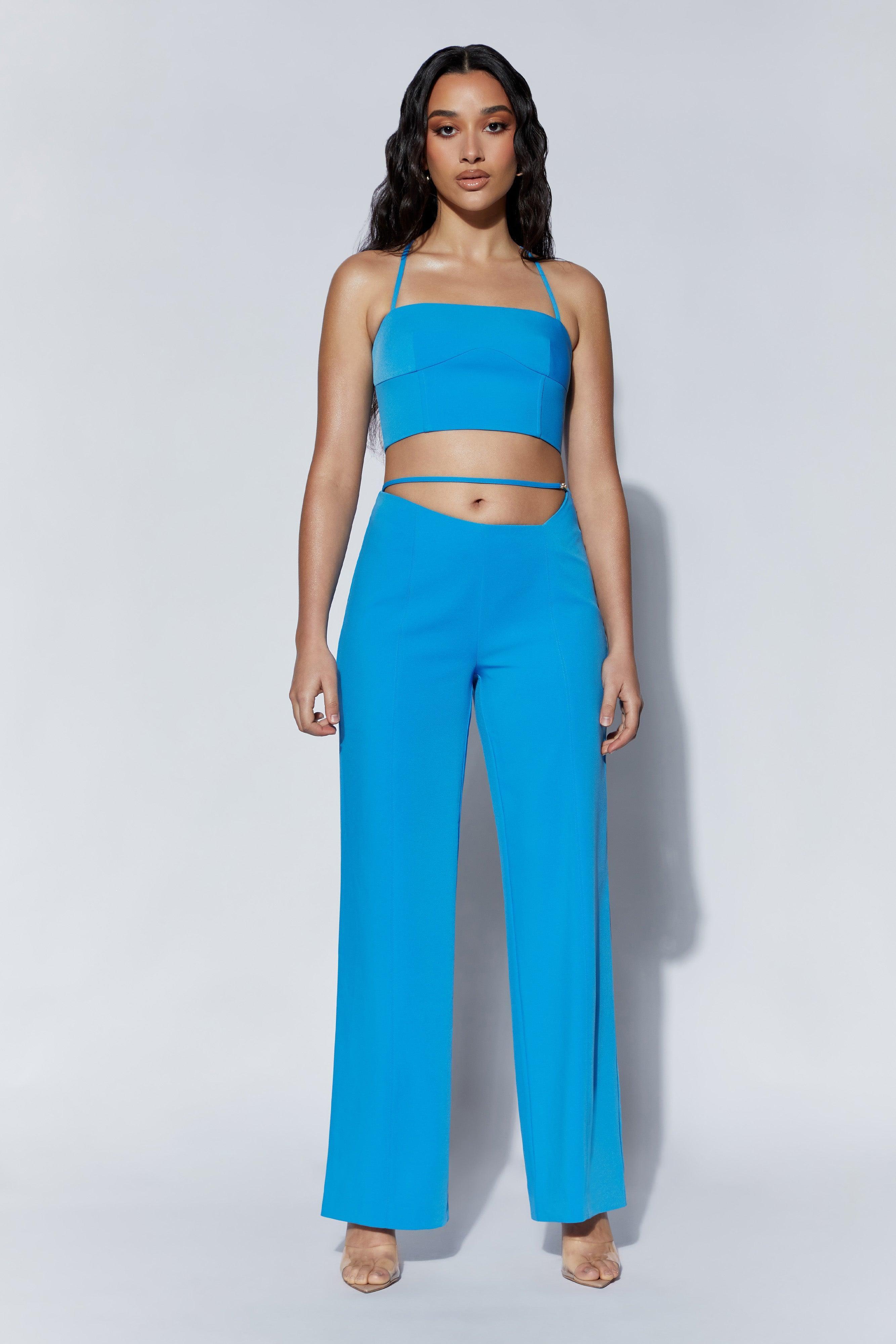 Bahar Seam Line Crop Top - Azure Blue Product Image