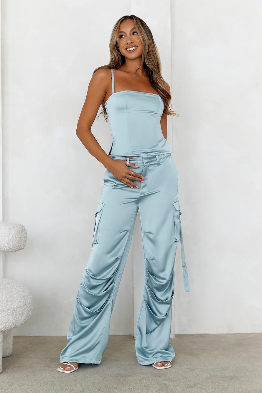 LIONESS Butterfly Cargo Pant Pale Blue Product Image