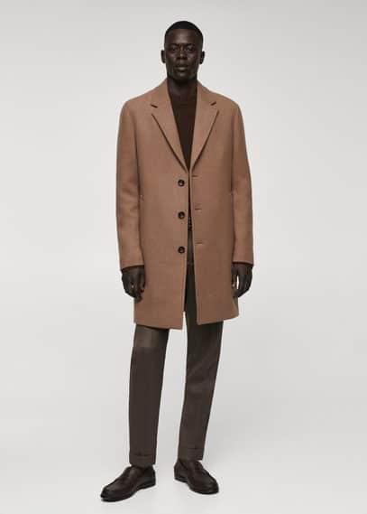 MANGO MAN - Lightweight recycled wool coat medium brownMen Product Image