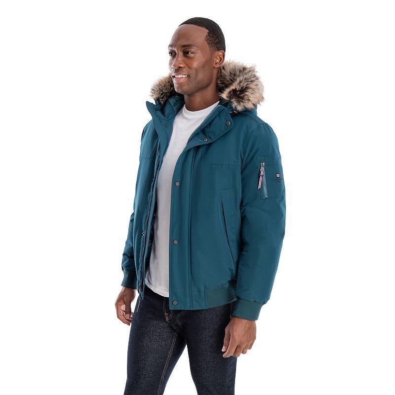 Mens London Fog Short Snorkel Hooded Bomber Jacket Product Image