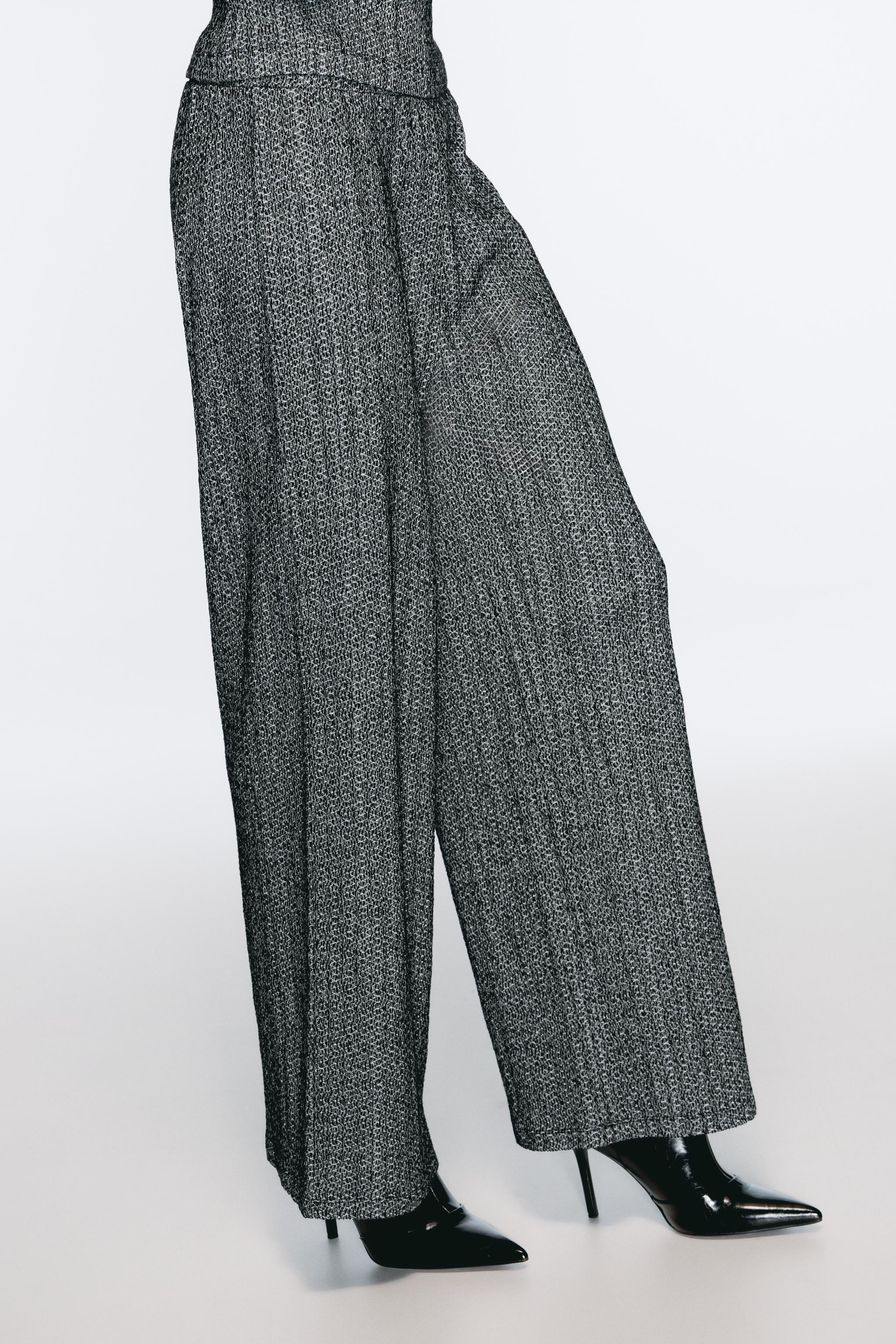 TEXTURED WIDE LEG PANTS Product Image