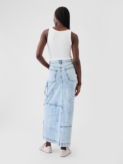 Denim Double Cargo Maxi Skirt Product Image