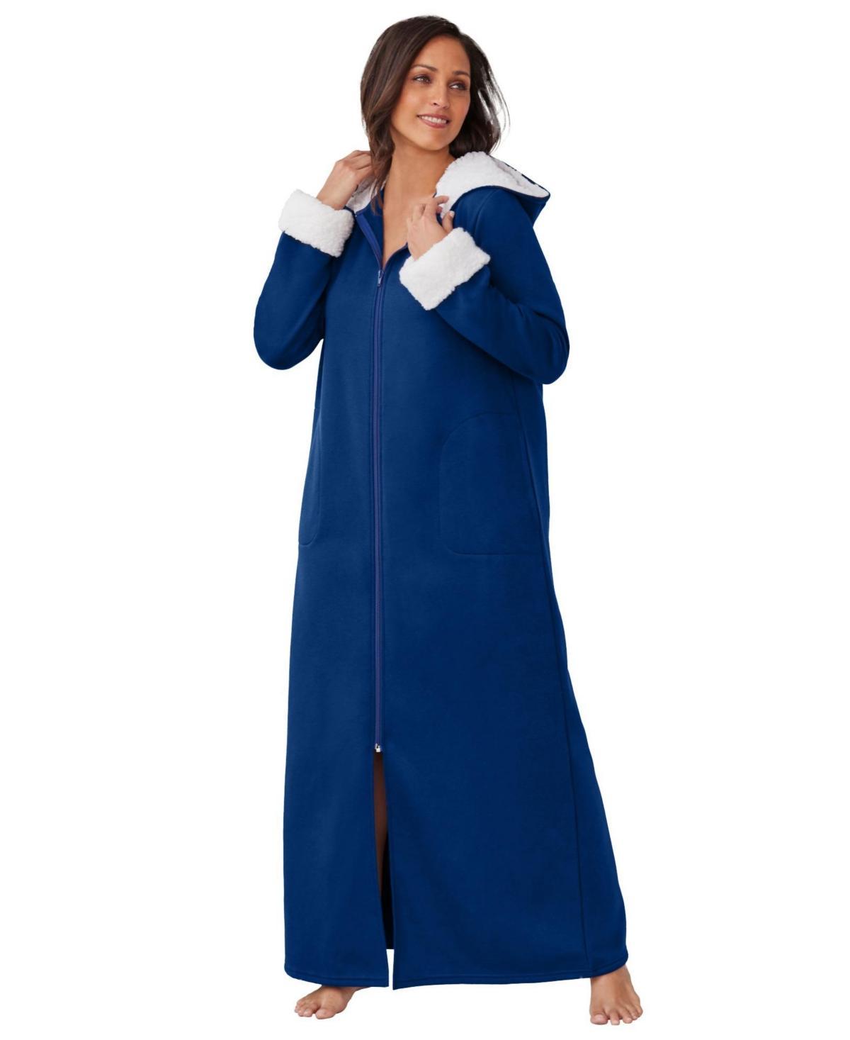 Dreams & Co. Womens Sherpa-Lined Long Hooded Robe Product Image