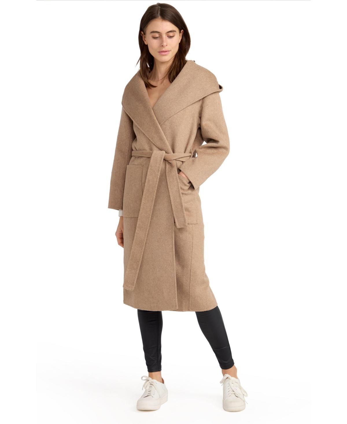 BELLE AND BLOOM Arcadia Oversize Belted Hooded Wool Blend Coat Product Image