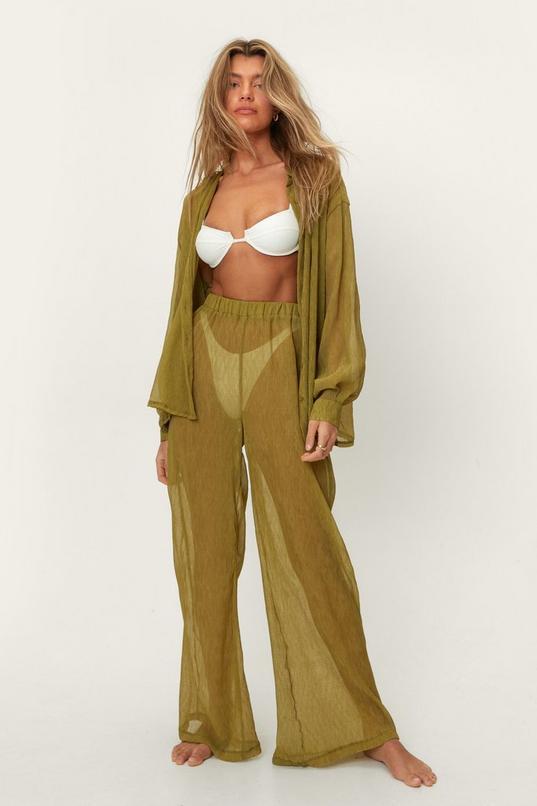 Plisse Wide Leg Beach Pants Product Image