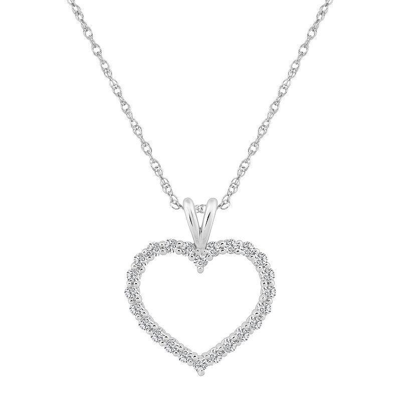 Alyson Layne 14k Gold 1/2 Carat T.W. Diamond Heart Pendant Necklace, Womens White Product Image