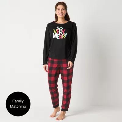 North Pole Trading Co. Womens Microfleece Crew Neck Long Sleeve 2-pc. Matching Family Pant Pajama Set Product Image