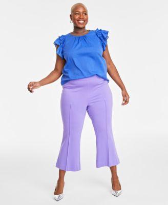 Trendy Plus Size Flutter-Sleeve Blouse, Created for Macy's Product Image