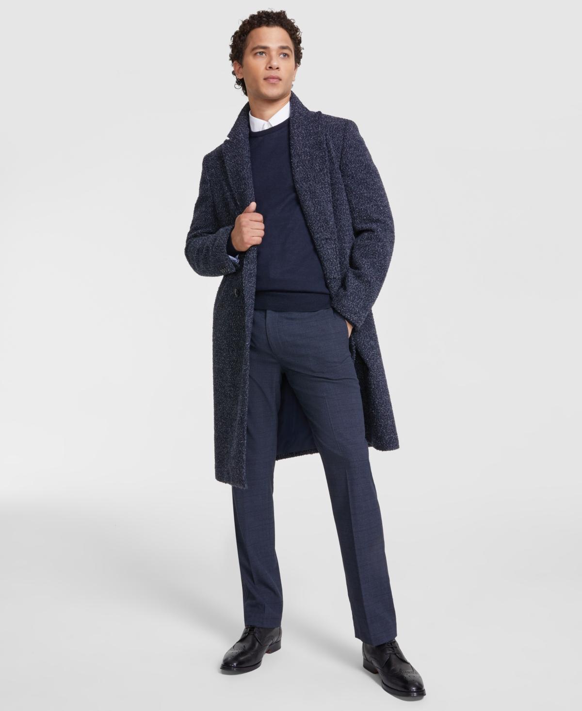 Tommy Hilfiger Mens Modern-Fit Blue Overcoat Product Image