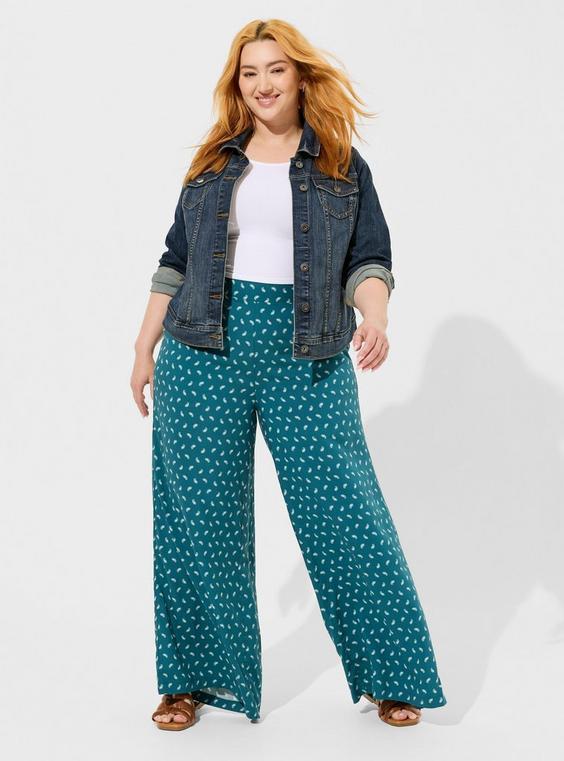 Wide-Leg Pull On Wide Leg Washable Challis Pant Product Image