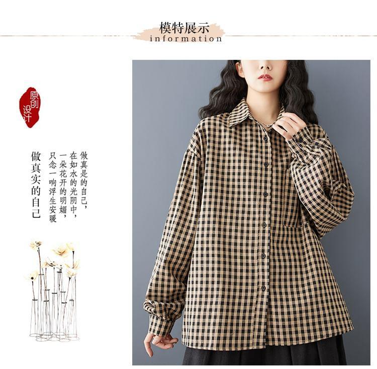 Long-Sleeve Plaid Pocketed Shirt Product Image