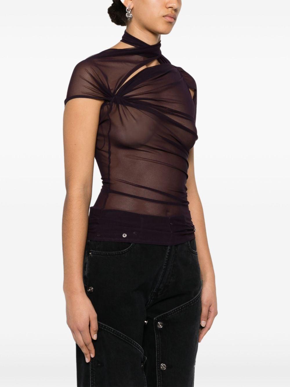 asymmetric draped mesh top Product Image