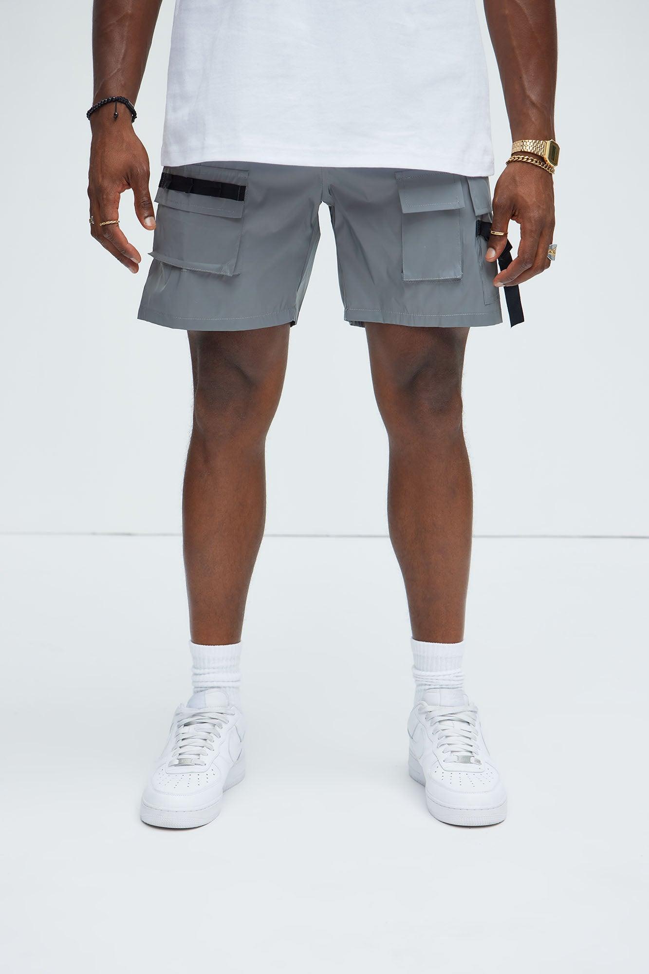 Get Through It Nylon Cargo Shorts - Silver Product Image