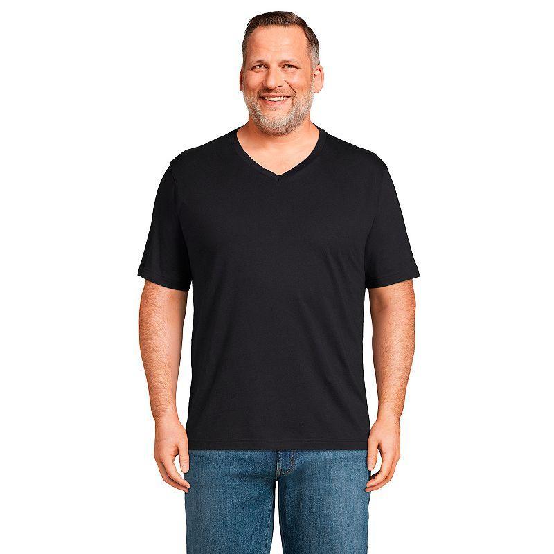 Big & Tall Lands End Super-T V-neck Tee, Mens Black Product Image