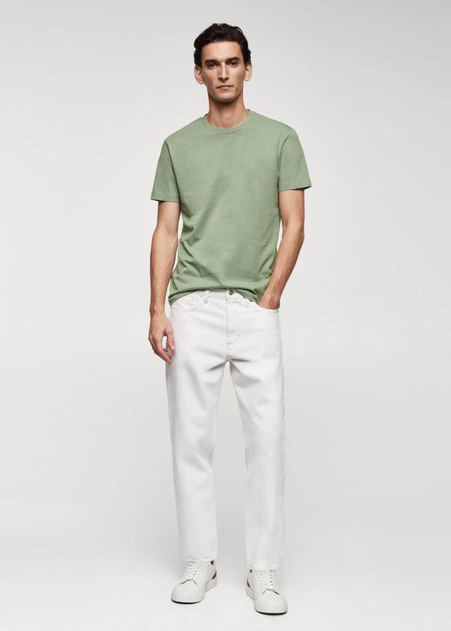 MANGO MAN - Basic cotton stretch T-shirt greenMen Product Image