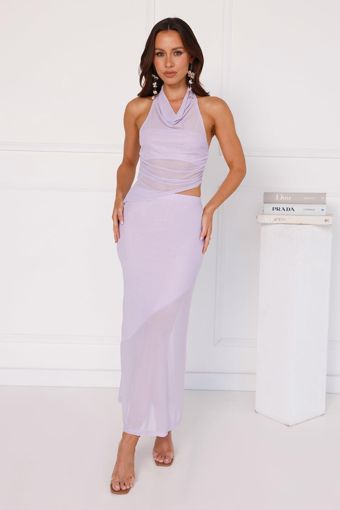 City Based Mesh Maxi Skirt Lilac Product Image