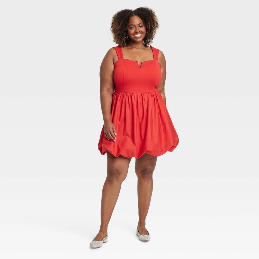 Womens Bubble Mini A-Line Dress - Ava & Viv Red 3X product image