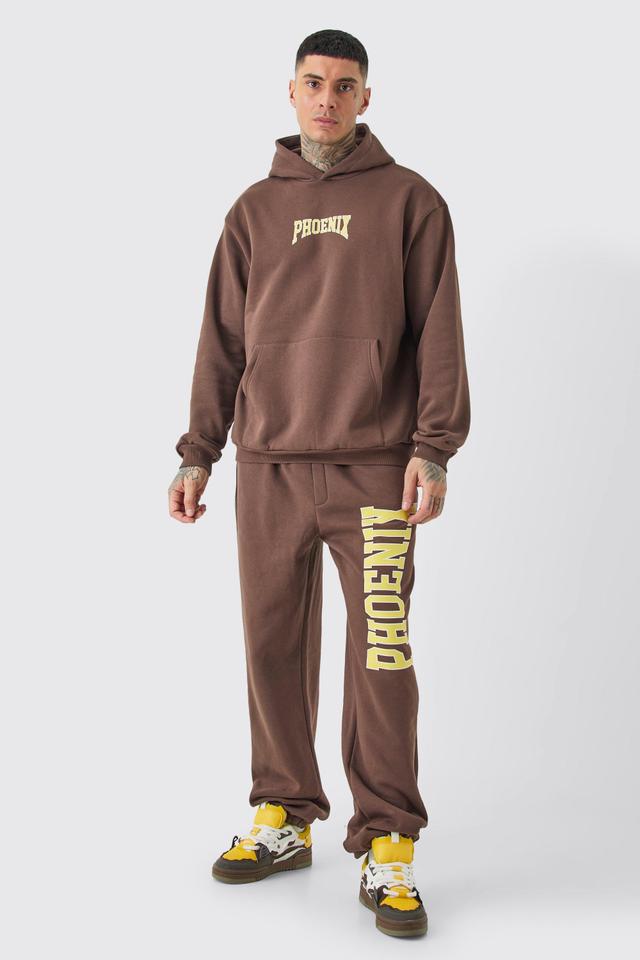 Tall Phoenix Oversized Hooded Tracksuit | boohooMAN USA Product Image