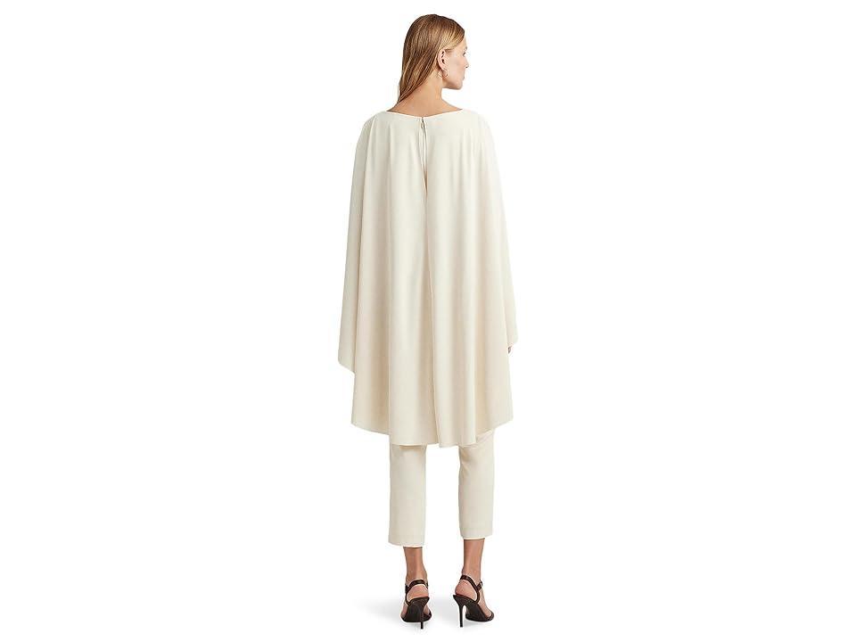 Lauren Ralph Lauren Belted Cape Georgette Jumpsuit (Mascarpone Cream) Women's Dress Product Image