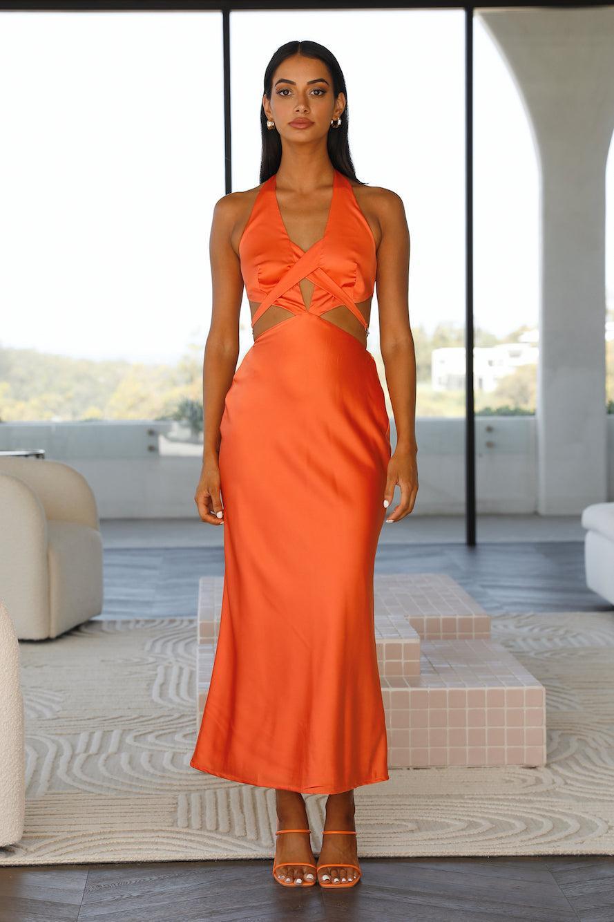 RUNAWAY Fate Maxi Dress Orange Product Image