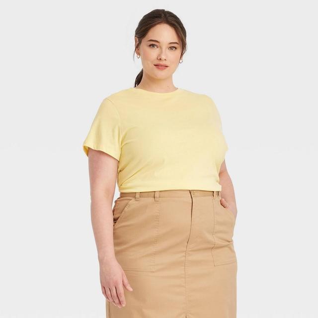 Womens Short Sleeve T-Shirt - A New Day Yellow 1X Product Image