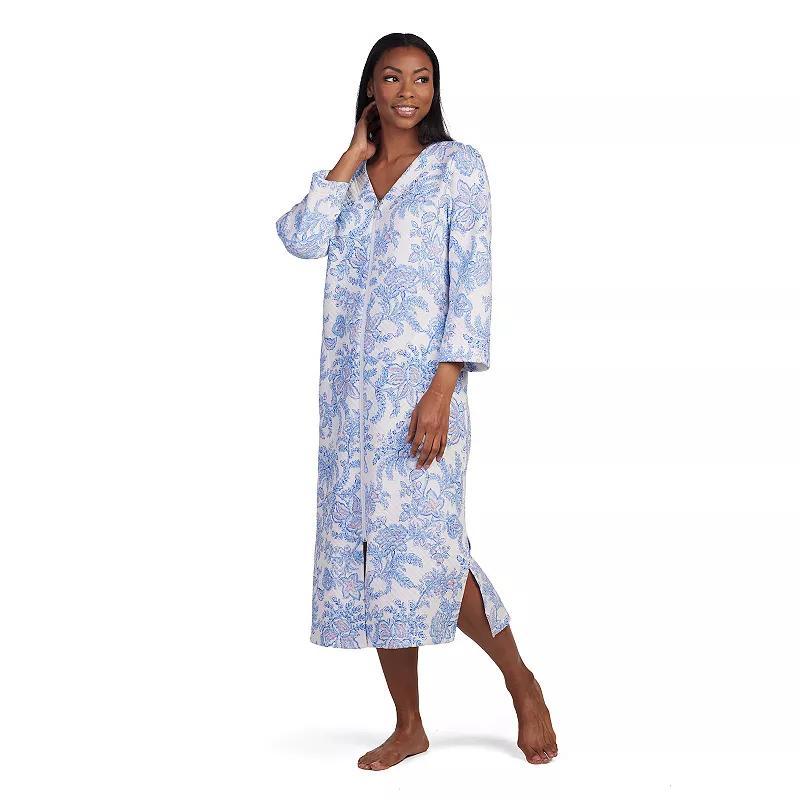 Womens Miss Elaine Essentials Quilt-In-Knit Long Zip Robe Product Image