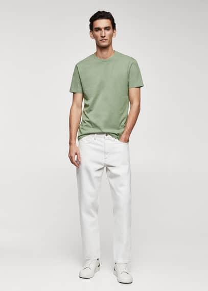 MANGO MAN - Basic cotton stretch T-shirt greenMen Product Image