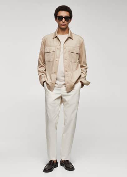 MANGO MAN - Suede effect overshirt with pockets sandMen Product Image