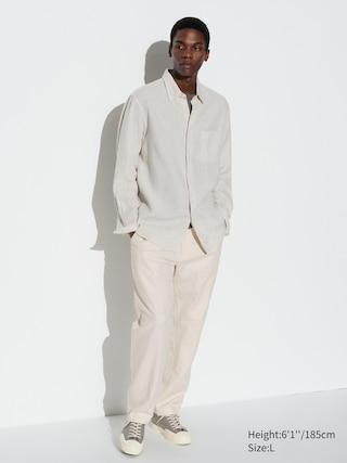 Mens Linen-Blend Relaxed Pants Natural XS UNIQLO US Product Image