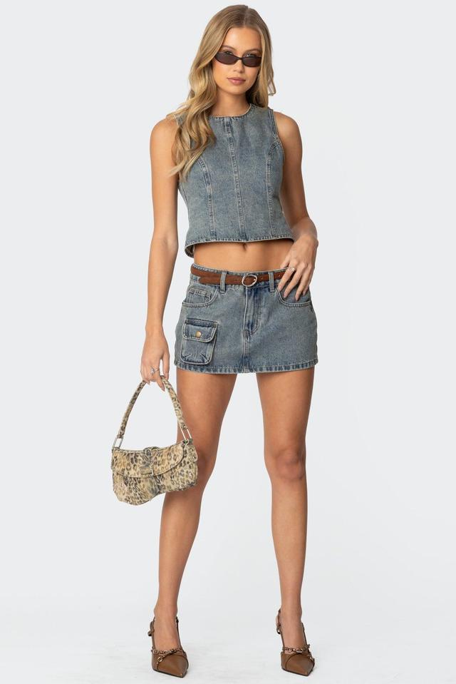 Quinlan Denim Cargo Mini Skirt Product Image