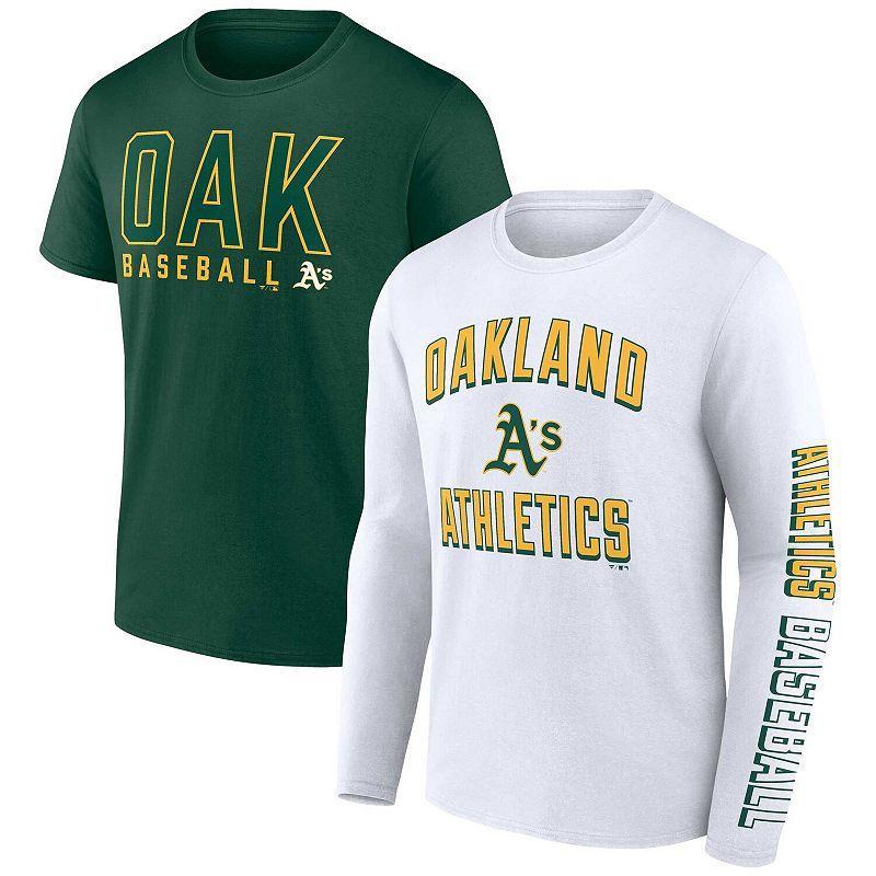 Mens Fanatics Branded /White Oakland Athletics Two-Pack Combo T-Shirt Set Product Image