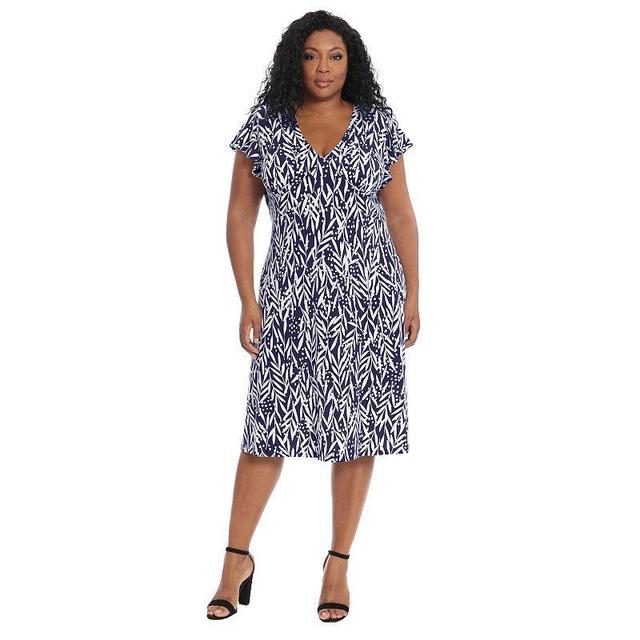 Plus Size London Times Ruffle Sleeve Midi Dress, Womens Product Image