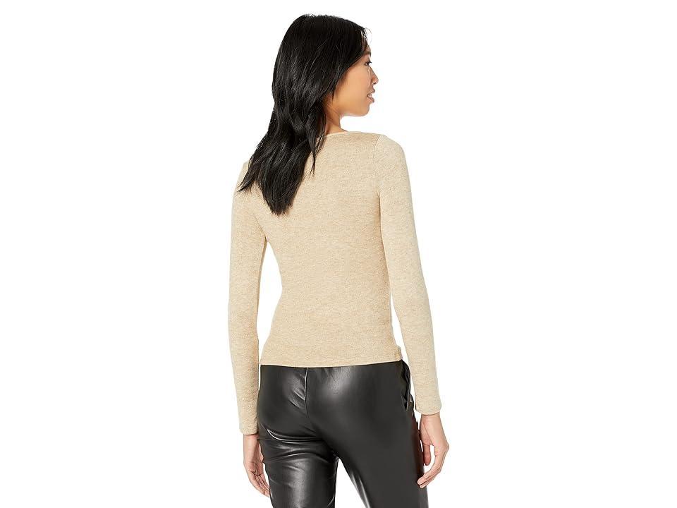 Vince Long Sleeve Open Scoop Neck Tee (Heather Sand Shell) Women's Blouse Product Image