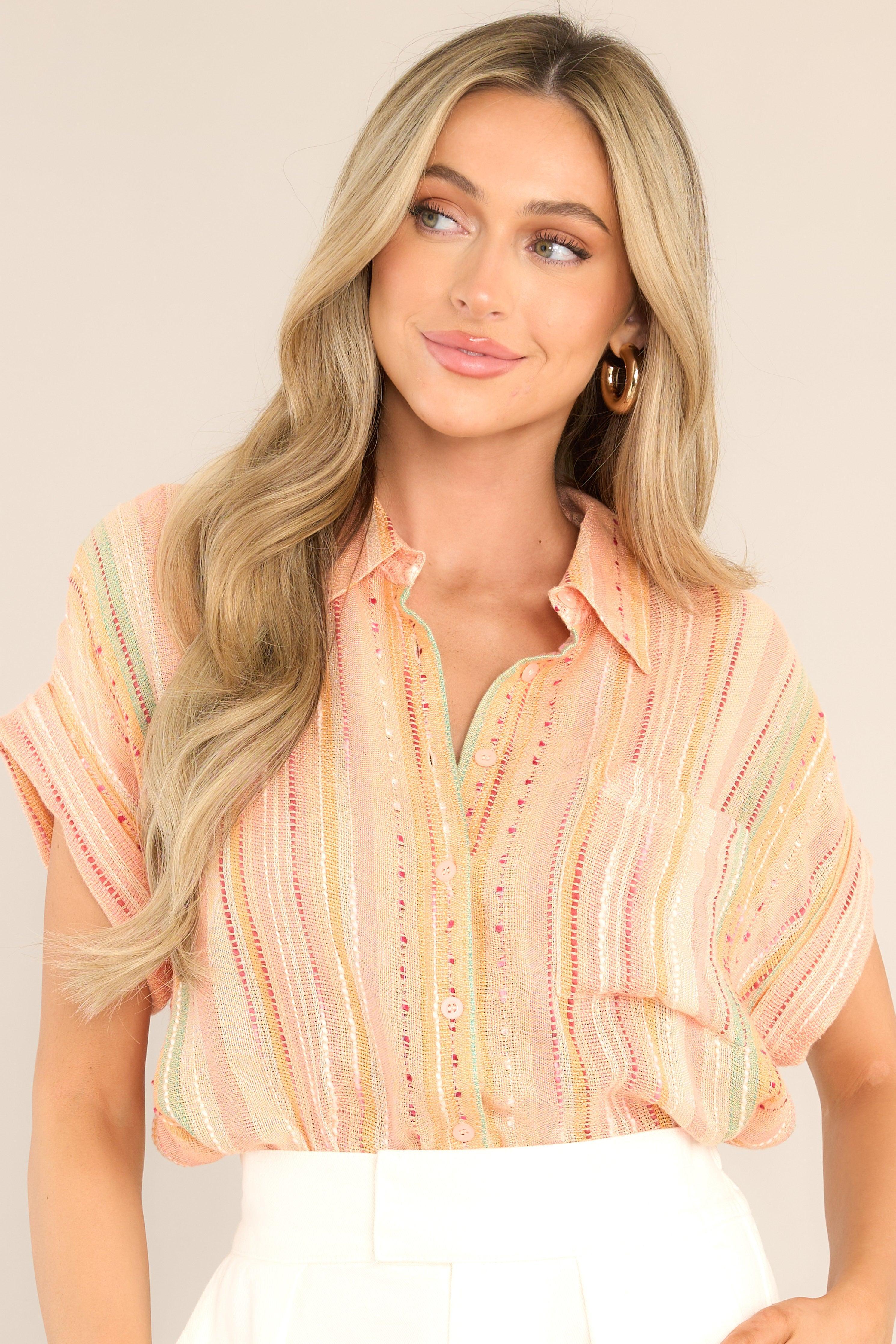 Brighter Than Sunshine Apricot Multi Print Top Product Image