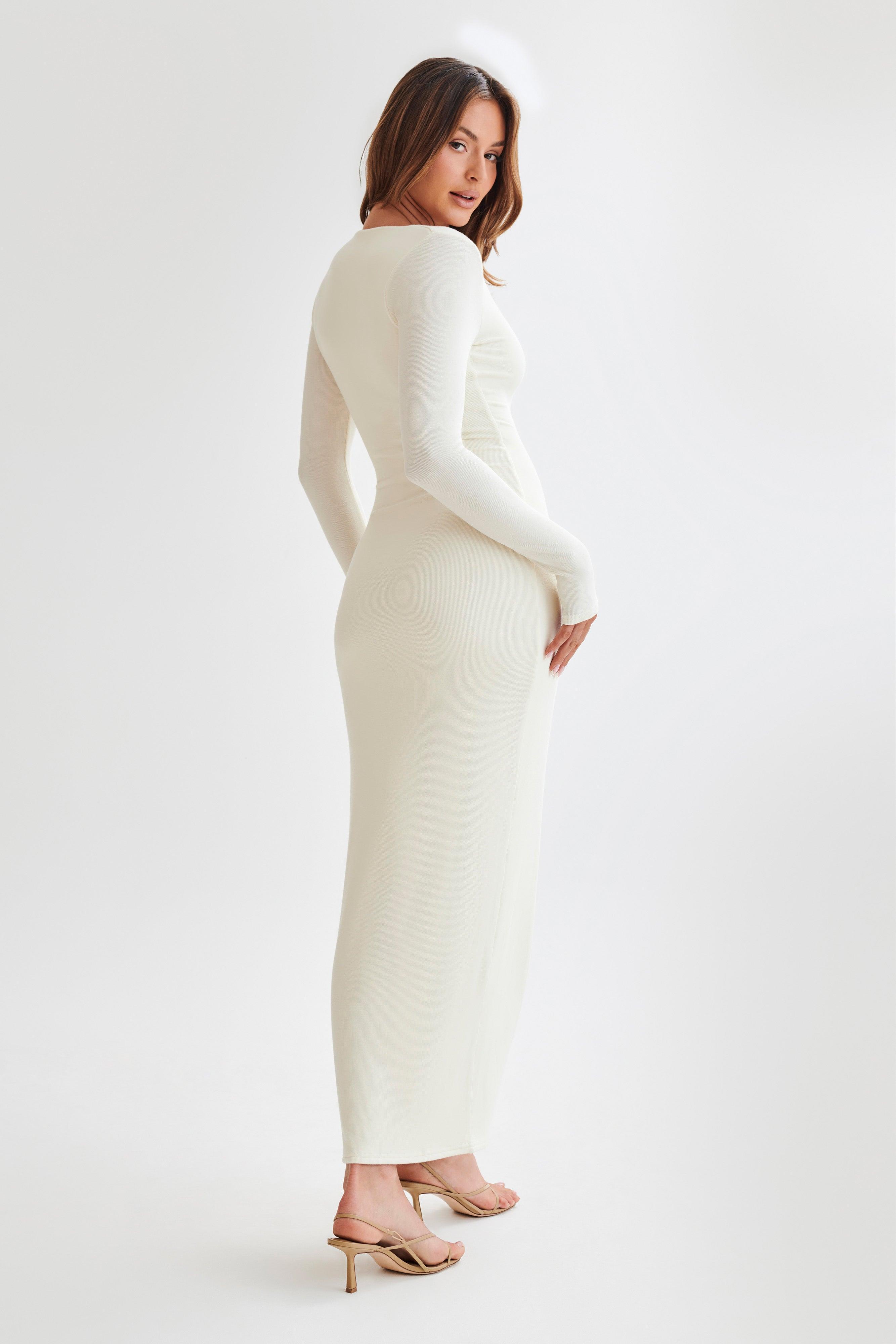 Vanessa Modal Long Sleeve Midi Dress - Bone Product Image