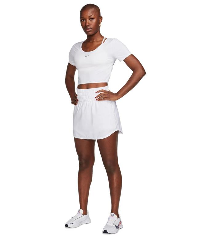 Nike Womens One Classic Dri-fit Short-Sleeve Cropped Twist-Back Top - White Product Image