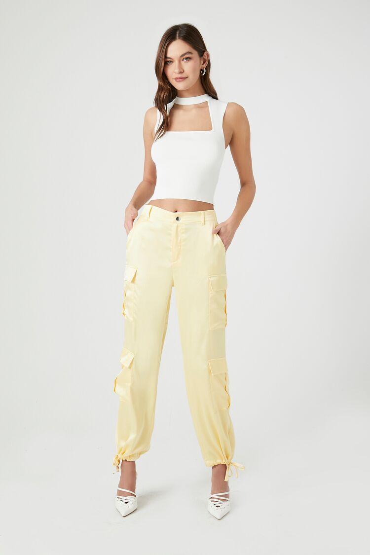 Satin Tie-Hem Cargo Pants | Forever 21 Product Image