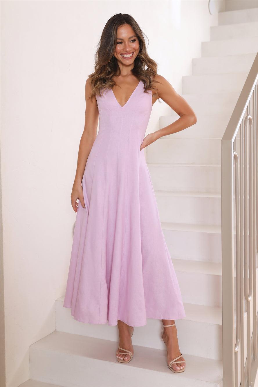 Dusk Soiree Midi Dress Lilac  Product Image