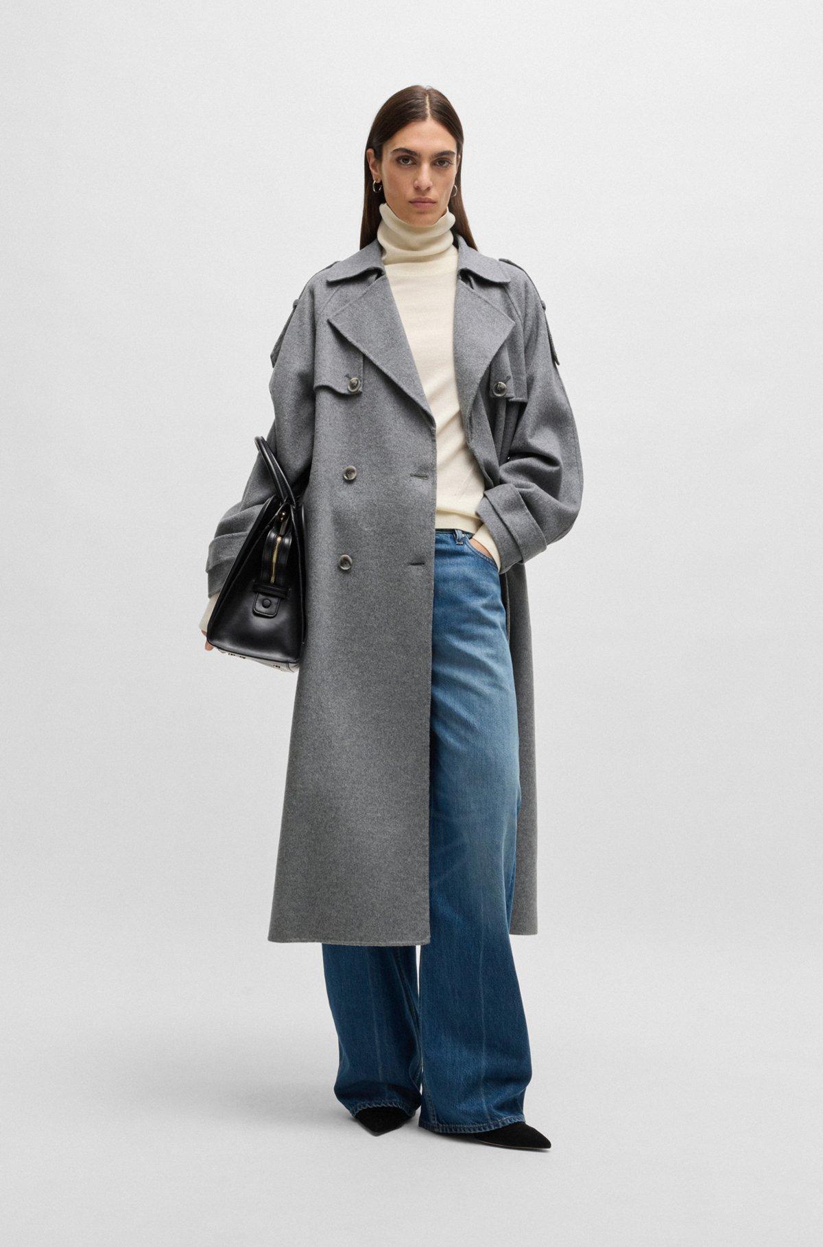 Belted trench coat in a wool blend Product Image