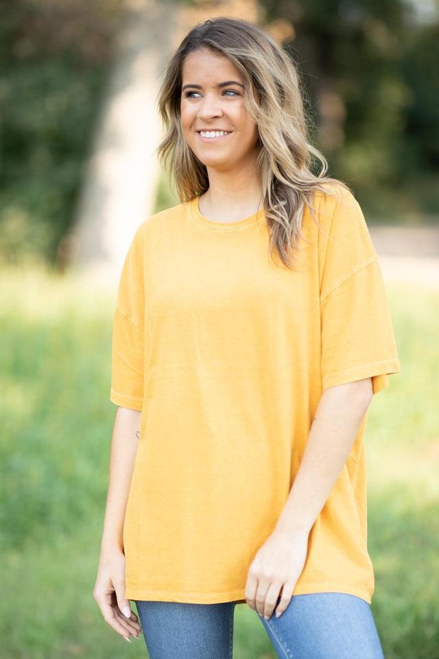 Mustard Drop Shoulder Round Neck Top Product Image