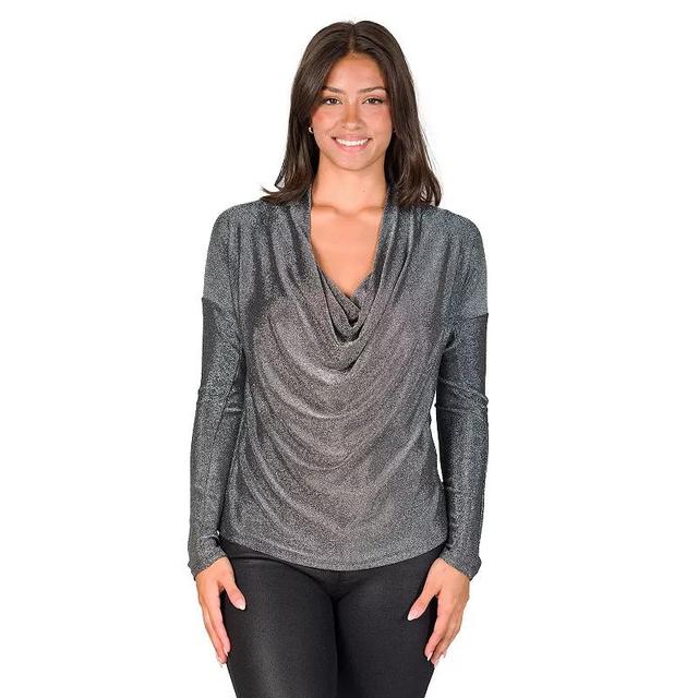 Womens 24Seven Comfort Apparel Cowlneck Shimmery Top Product Image