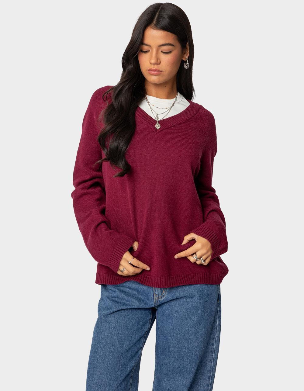 EDIKTED Martha Oversized V-Neck Sweater Product Image