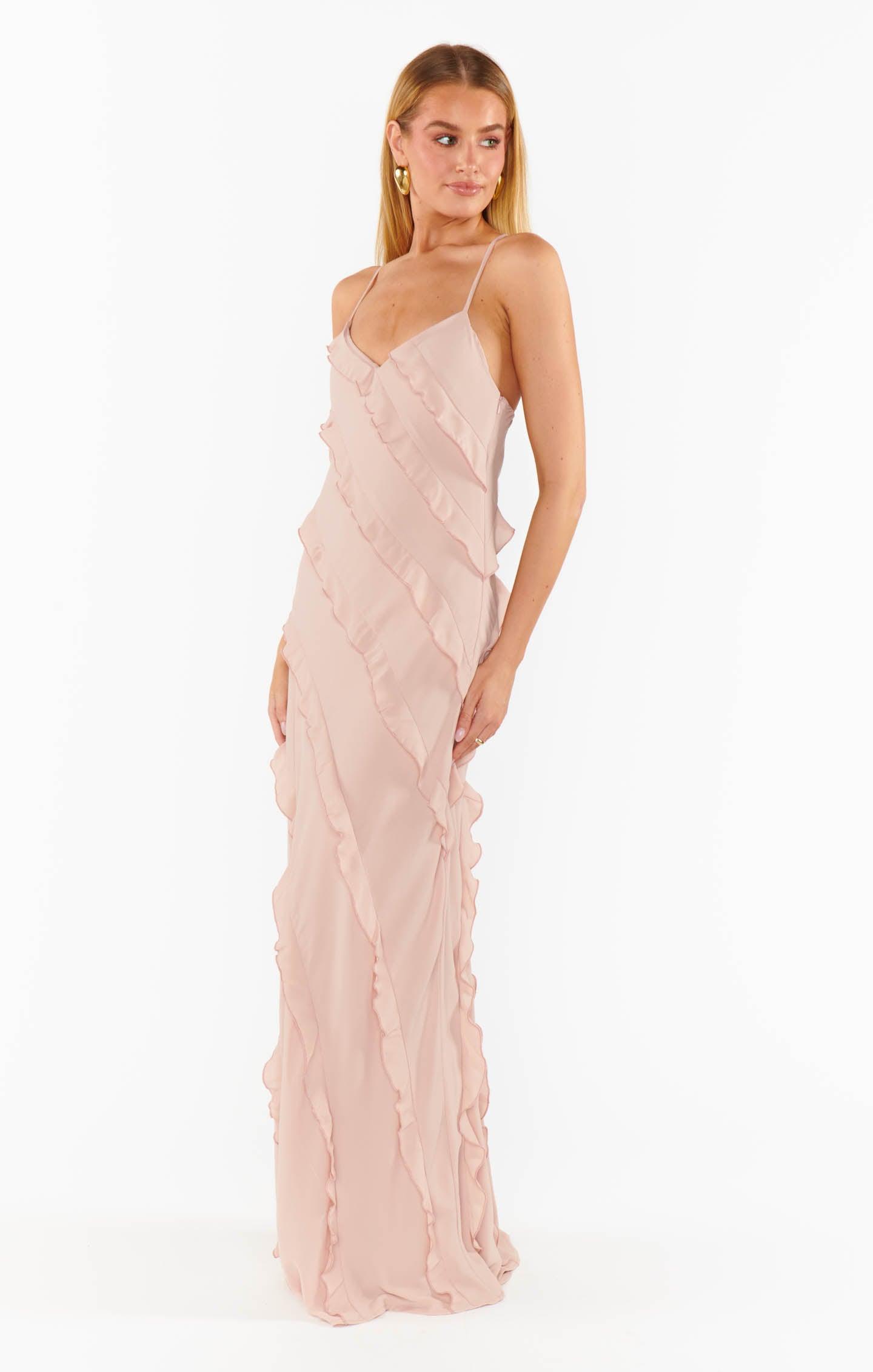 Romance Ruffle Dress ~ Dusty Blush Crisp Product Image